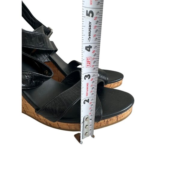 COLE HAAN Black Leather Cork Wedges Size 11 - Picture 7 of 12